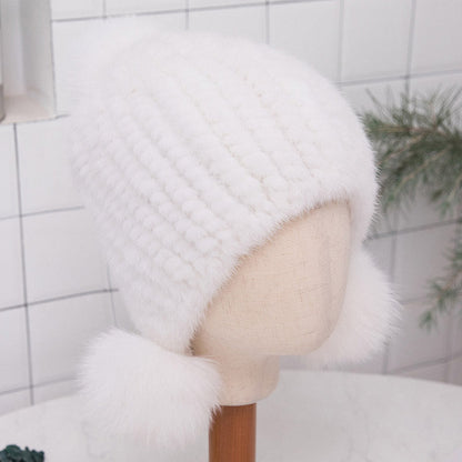 Warm Mink Fur Hat with Ear Flaps - Winter Accessory