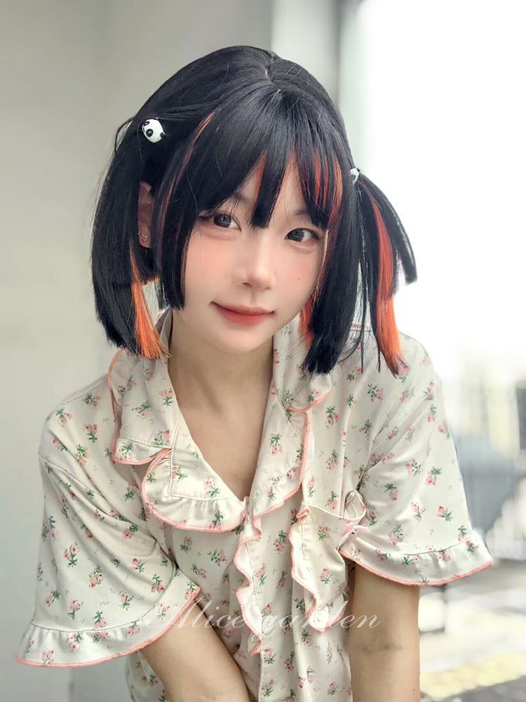 Free Shipping For Hivava Lala Cute Short Black Orange Lolita Wig