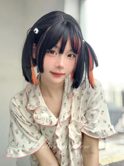 Free Shipping For Hivava Lala Cute Short Black Orange Lolita Wig