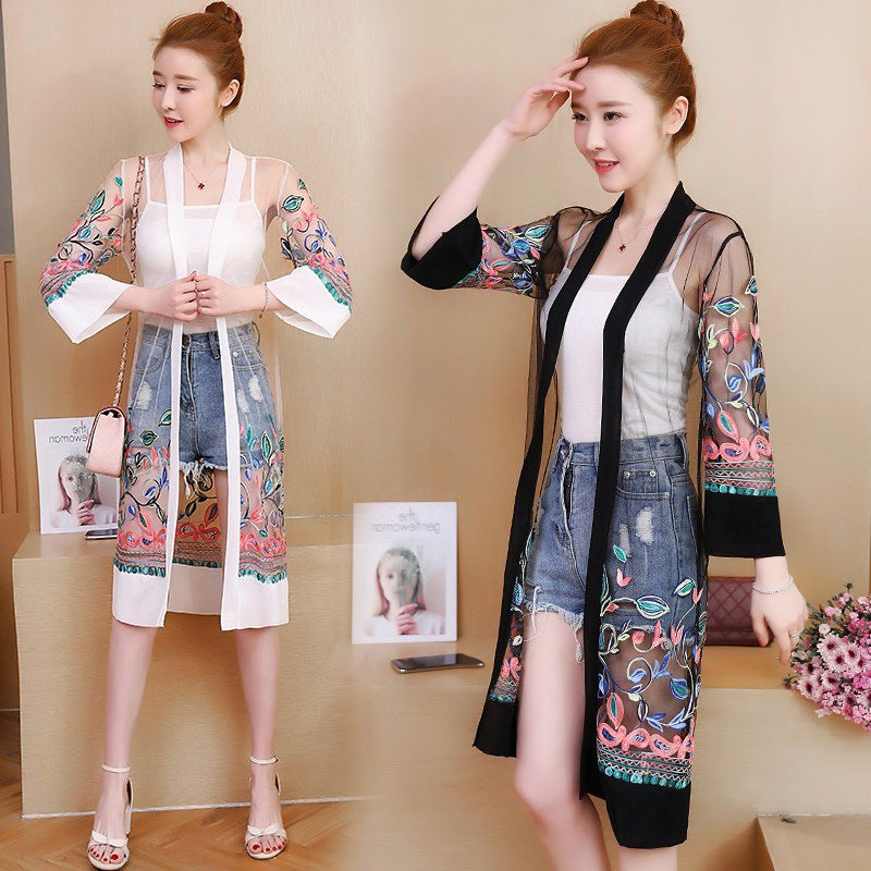 Mid-Length Korean Style Shawl Open Cardigan Outerwear