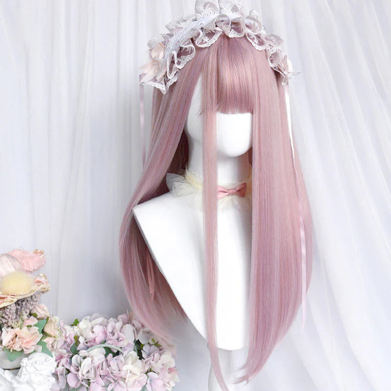 Free Shipping For Hivava Sweet Long Straight Flower Ball Wig With Neat Bangs