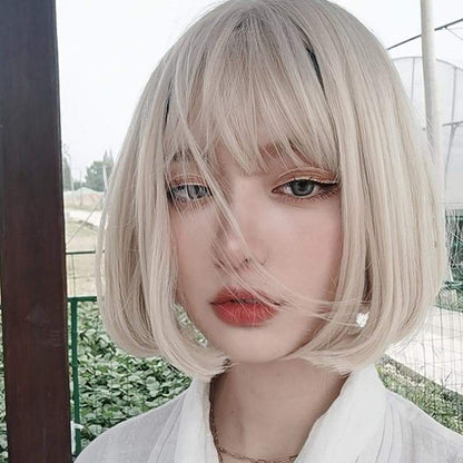 Free Shipping For Hivava Cute Short Blonde Beige Bobo Bangs Wig