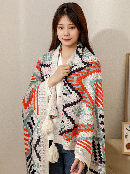 Home Keep Warm Contrast Color Jacquard Blankets Accessories-Homeunderwear