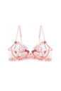 Free Shipping For Pink Flower & Cherry Embroidery Underwire Bra Lingerie