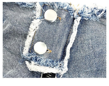 Low waist sexy pierced women's jeans denim shorts