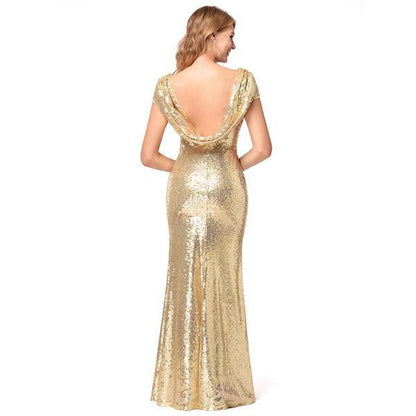 Clearance High Quality Shinning Backless Sequined Long Party Bridesmaid Dress
