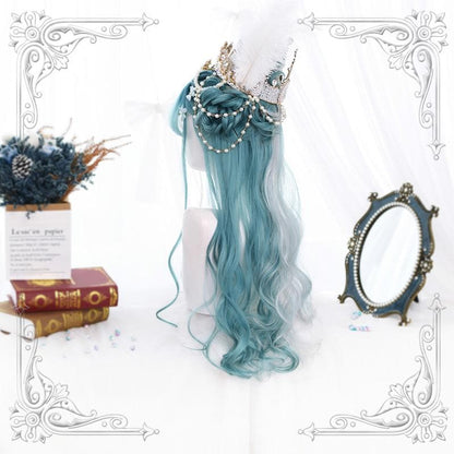 Free Shipping For Hivava Green-Grey Mixed Lolita Long Curl Wig