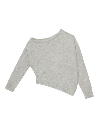 Casual Loose Long Sleeves Solid Color Off-The-Shoulder Sweater Tops-Homeunderwear