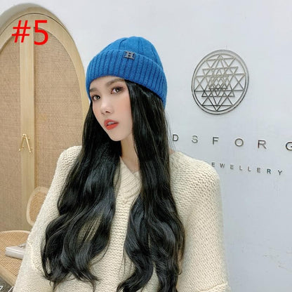 Free Shipping For Hivava Fashion Knitting Hat With Removable Long Curly Wig