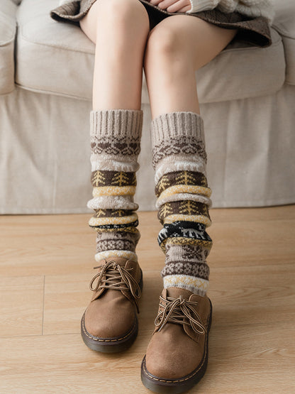 Knitting Keep Warm Printed Leg Warmers Accessories-Homeunderwear