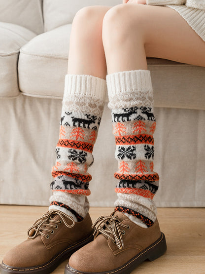 Knitting Keep Warm Printed Leg Warmers Accessories-Homeunderwear