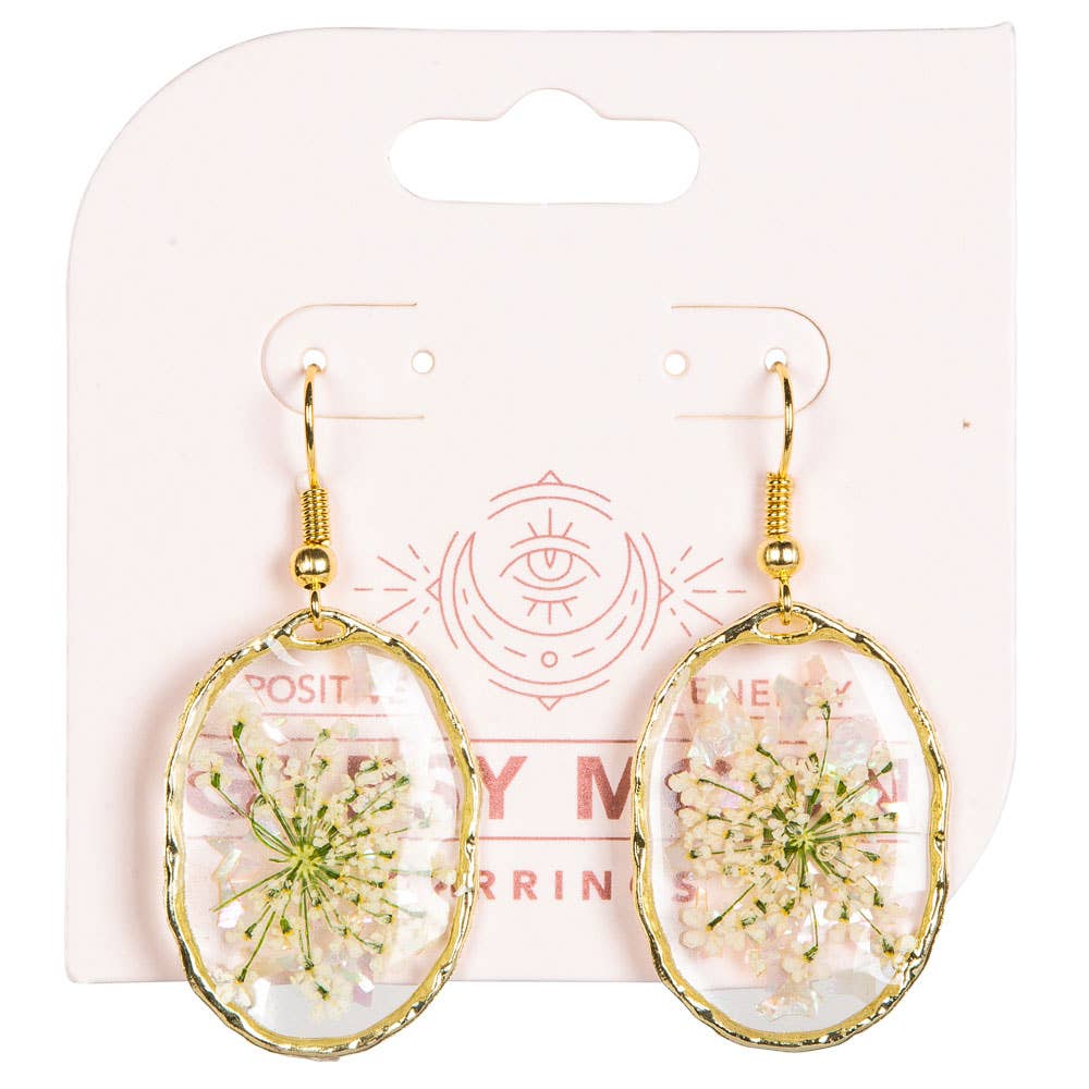 Free Shipping For DRIED FLOWER OVAL EARRINGS