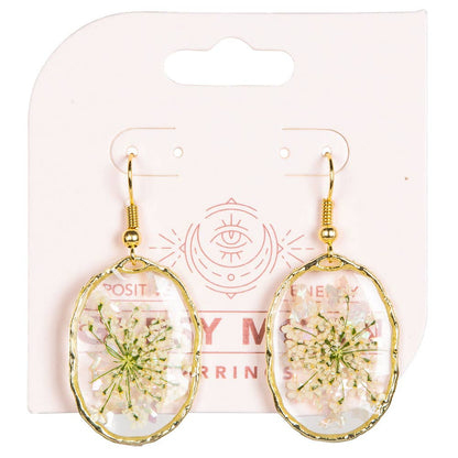 Free Shipping For DRIED FLOWER OVAL EARRINGS