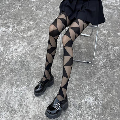 Sexy JK Diamond Patterned Dark Nightclub Pantyhose