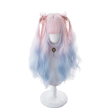 Free Shipping For Hivava Lolita Pink Blue Gradient Long Curly Wig