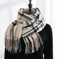 Imitated Cashmere Plaid Print Tassled Shawl Scarf