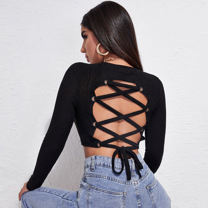 Free Shipping ForWomen's Sexy Back Lace-up Halter T Shirt Top