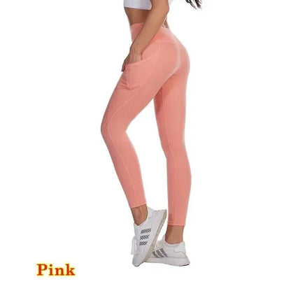 Free Shipping For High-Waist Yoga Leggings with Tummy Control, Ruched Booty, and Pockets (S-2XL)