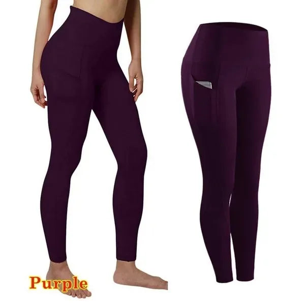 Free Shipping For High-Waist Yoga Leggings with Tummy Control, Ruched Booty, and Pockets (S-2XL)