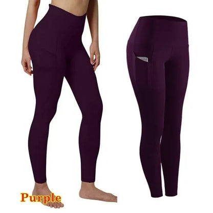 Free Shipping For High-Waist Yoga Leggings with Tummy Control, Ruched Booty, and Pockets (S-2XL)