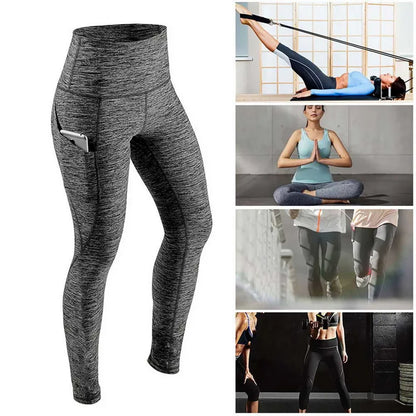 Free Shipping For High-Waist Yoga Leggings with Tummy Control, Ruched Booty, and Pockets (S-2XL)