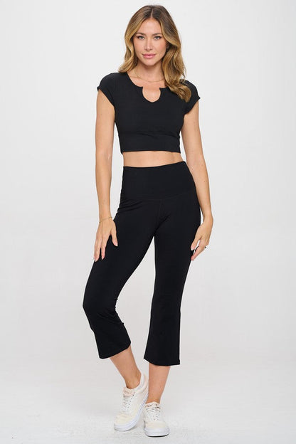 Women's Ultra Soft Active Top and Flared Capris Set