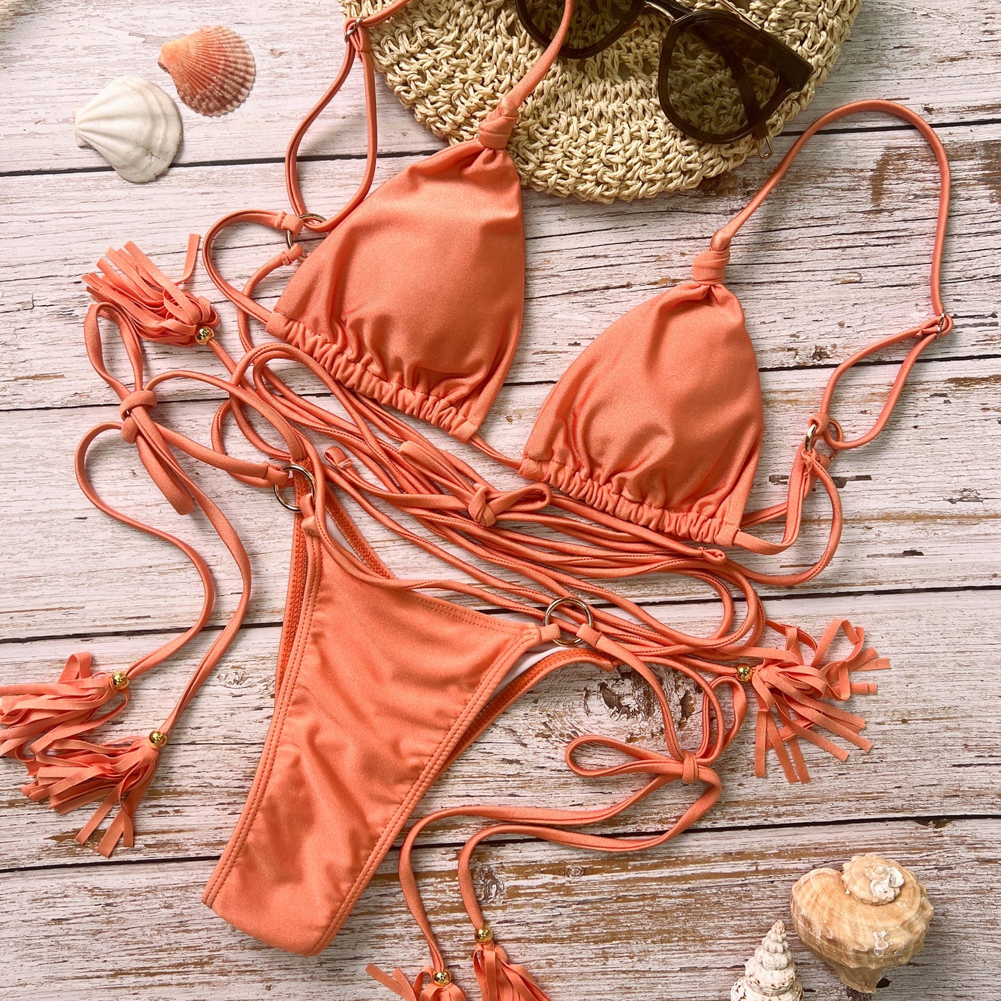 Free Shipping For Orange Up Triangle Bikini Set