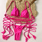 Free Shipping For Rose Red Up Triangle Bikini Set