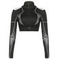 Free Shipping For 'Adira' Techwear Dark See-Through Buckle Crop Top