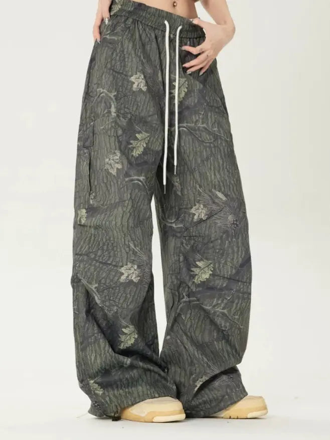 Free Shipping For 'Adventure' Graffiti Forests Oversized Drawstring Pants