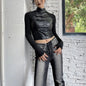 Free Shipping For 'Alyen' Slim-Fit Punk Pu Leather Buckle Top