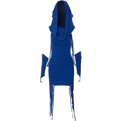 Free Shipping For 'Aqua' Klein Blue Hooded Wasteland Punk Dress