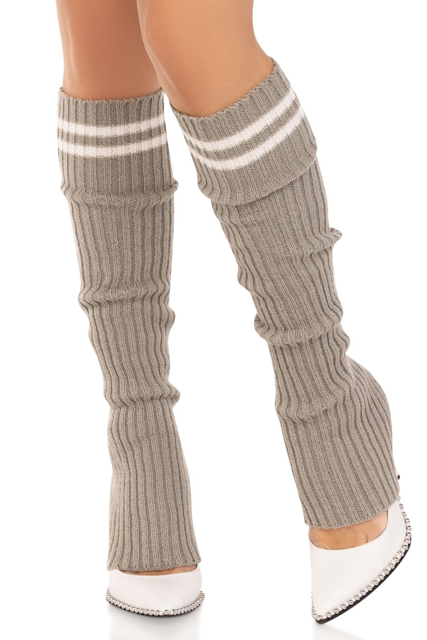 Free Shipping For Athletic Stripped Ribbed Strirrup Leg Warmers