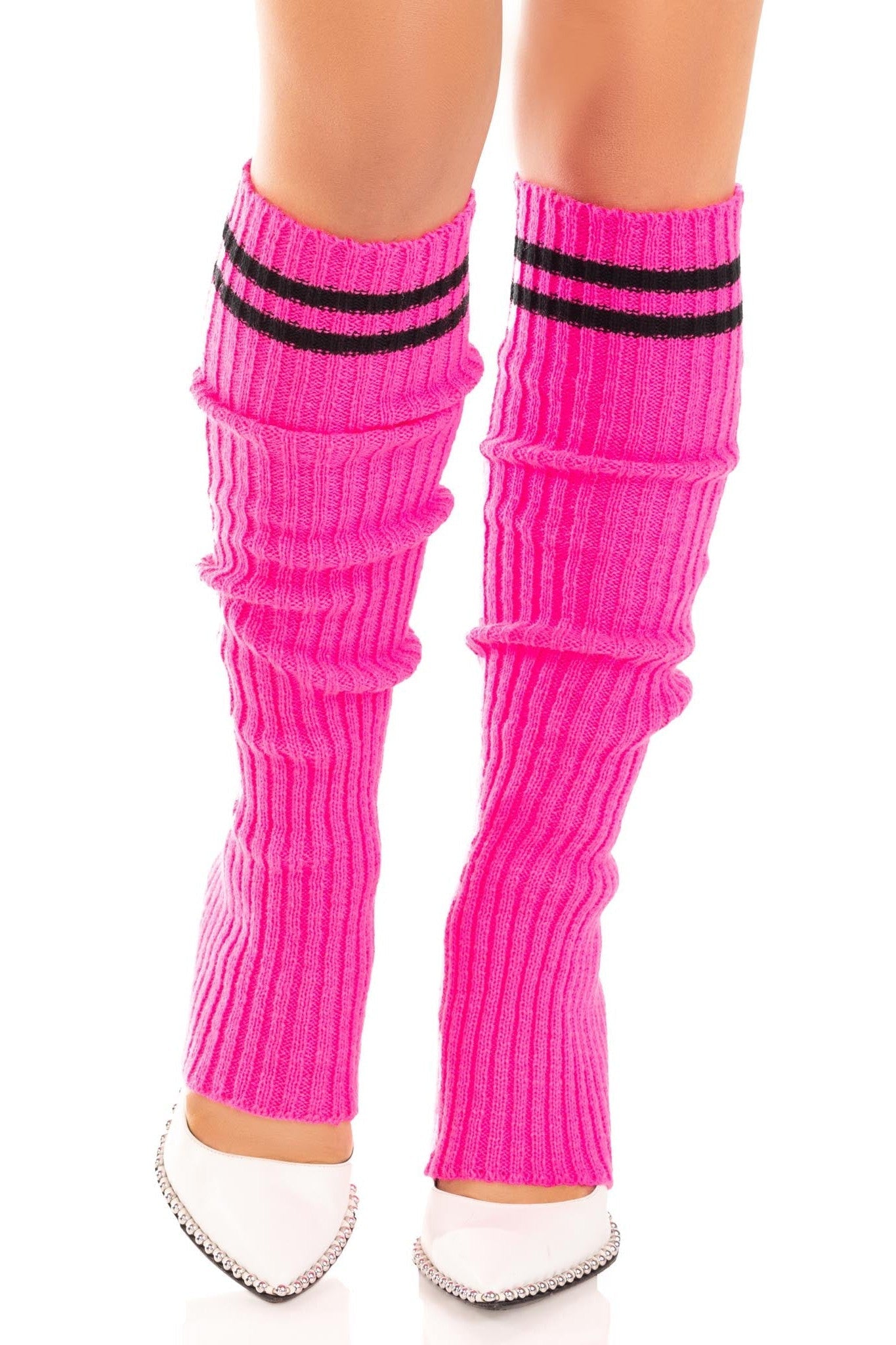 Free Shipping For Athletic Stripped Ribbed Strirrup Leg Warmers