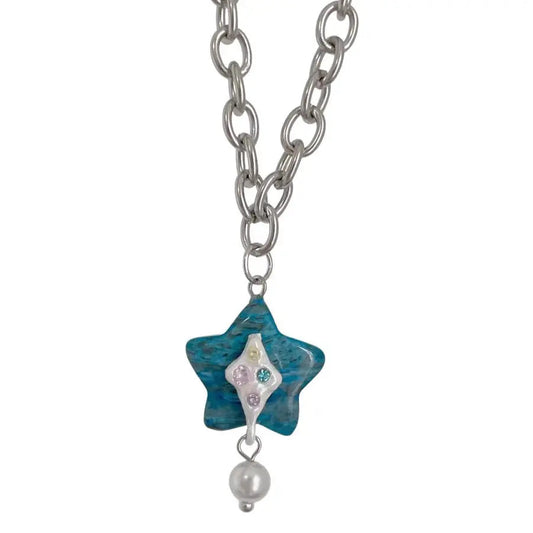 Free Shipping For 'Atlantic Blue' Blue Star y2k Choker Necklace