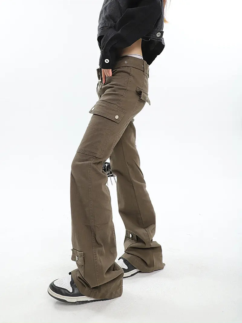 Free Shipping For 'Attention' Punk Buckle Belt Cargo Pants