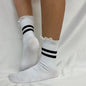 YOGA stripe grip crew socks - white / black