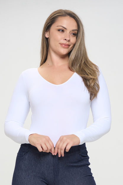 Free Shipping For Plus Size Seamless Body Contour Long Sleeve Bodysuit