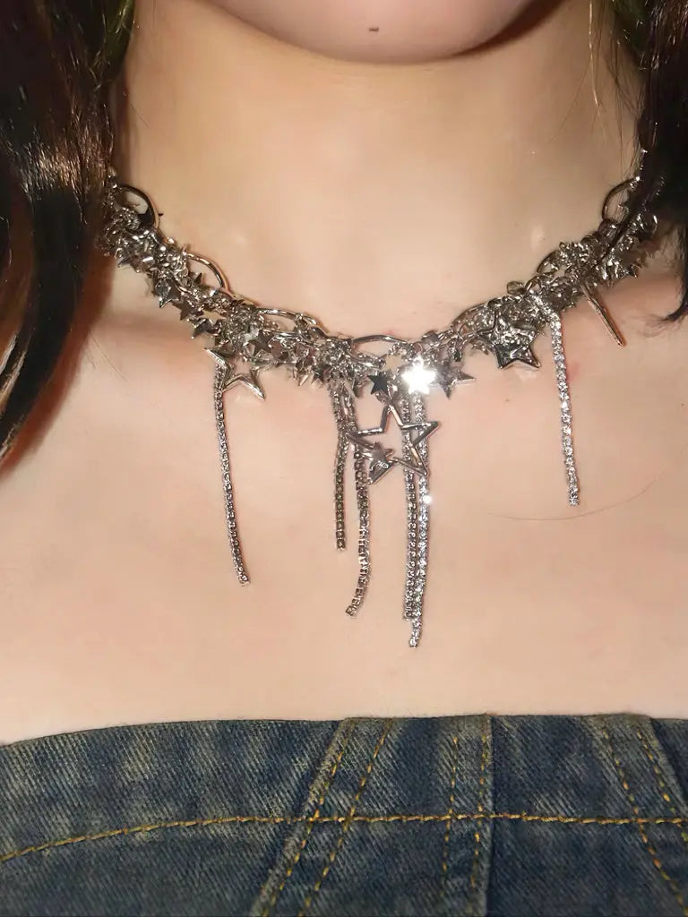 Free Shipping For 'Glow' Y2k Kawaii Star Sequins Tassels Necklace