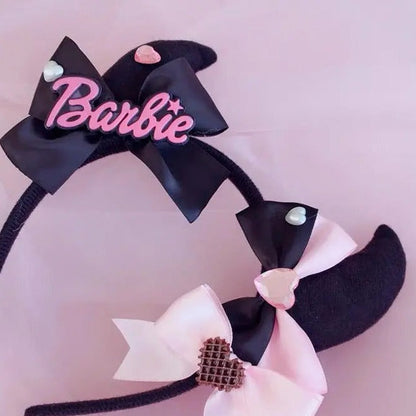 Free Shipping For 'Bad Gurl' Horns Black Pink Bow Tie Headband