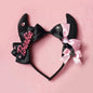 Free Shipping For 'Bad Gurl' Horns Black Pink Bow Tie Headband