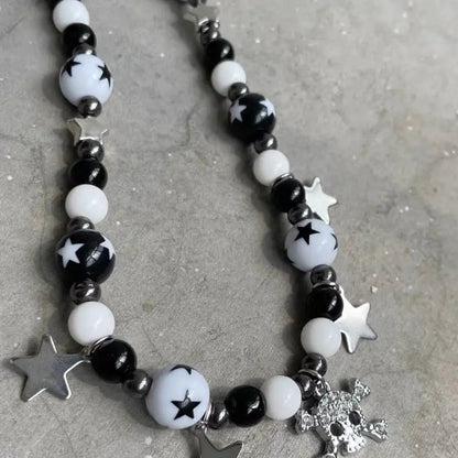 Free Shipping For 'Baddies Alert' Black & White Handmade Skull Necklace