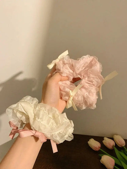 Free Shipping For 'Bakery Shop'Coqutte Ribbon Chiffon Ruffles Scrunchies Hairtie