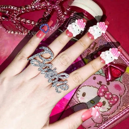 Free Shipping For 'Barbie' Y2k Shining Rhinestone Rings