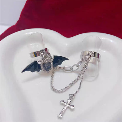 Free Shipping For 'Bat Doll' Kawaii Goth bat Wings & Cross Rings Set