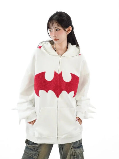 Free Shipping For 'Bat Girl' Dark Bats Zipped Oversized  Hoodie