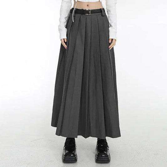 Free Shipping For 'Battle Angel' Dark Pleated Midi Skirt