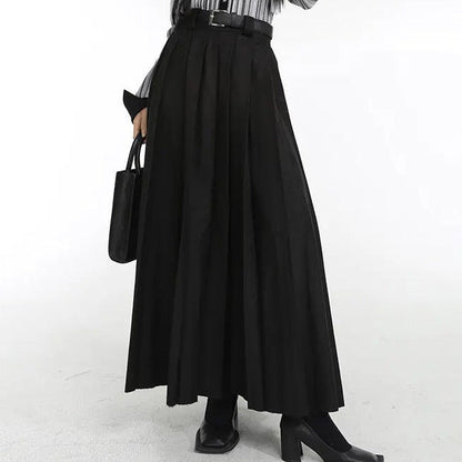 Free Shipping For 'Battle Angel' Dark Pleated Midi Skirt