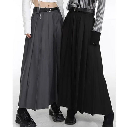 Free Shipping For 'Battle Angel' Dark Pleated Midi Skirt