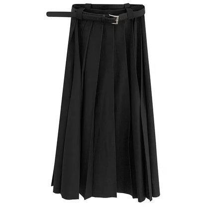 Free Shipping For 'Battle Angel' Dark Pleated Midi Skirt